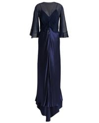 Alberta Ferretti - Shiny Satin Long Cape Dress - Lyst