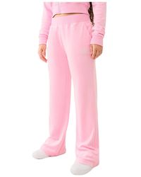 TRUE RELIGION - Velour Crystal Horseshoe Straight Leg Pant - Lyst