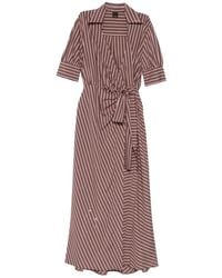 Pinko - Striped Short Sleeve Maxi Shirt Dress - Lyst