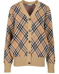 Burberry - Check Cardigan - Lyst