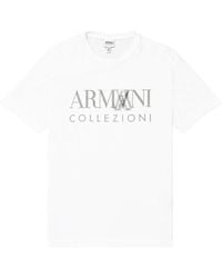 Armani Collezioni - Printed Round-Necked T-Shirt - Lyst