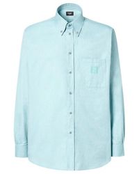 Fendi - Logo Embroidered Bown-Down Oxford Shirt - Lyst