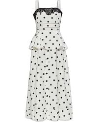 Self-Portrait - Polka Dot-Pattern Lace-Detail Maxi Dress - Lyst