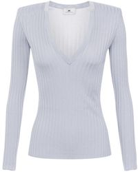 Elisabetta Franchi - Long-Sleeved V-Neck Jumper - Lyst