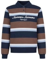Samsøe & Samsøe - Long-Sleeved Striped Polo Shirt - Lyst