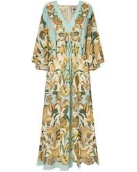 FARM Rio - Floral Print Crepe De Chine Maxi Dress - Lyst