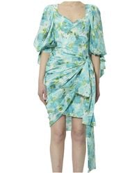 Chloé - Chloé Floral Draped Midi Dress - Lyst