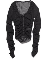 Acne Studios - V-Neck Semi-Sheer Ruched Blouse - Lyst