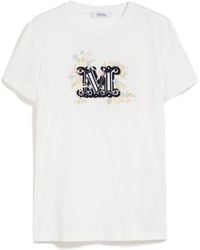 Max Mara - Logo Embroidered T-Shirt - Lyst