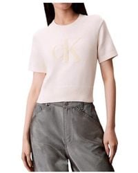 Calvin Klein - Monologo Cropped Jumper - Lyst