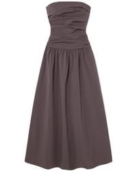 St. Agni - Strapless Tie-Back Crinkled Cotton-Blend Maxi Dress - Lyst