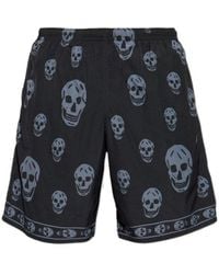 McQueen - Skull Printed Swim Shorts - Lyst
