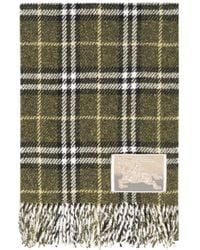Burberry - Checkered Logo Patch Fringed Scarf - Lyst