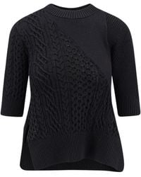 Sacai - Cable-Knit Flared Top - Lyst