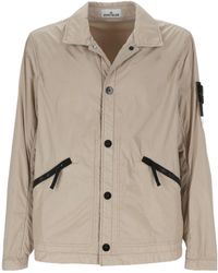 Stone Island - Logo Patch Button-Up Overshirt Jacket - Lyst