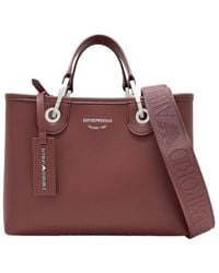 Emporio Armani - Logo-Print Pebbled-Effect Tote Bag - Lyst