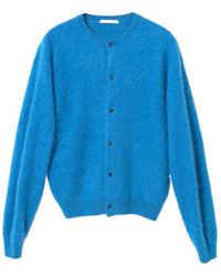 AURALEE - Fuzzy Crew Neck Cardigan - Lyst