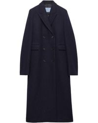 Prada - Double-Breasted Shetland Wool Coat - Lyst