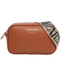 Emporio Armani - Logo Detailed Zip-Up Crossbody Bag - Lyst