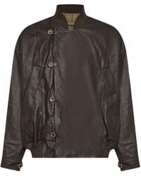 Uma Wang - Long-Sleeve Stand-Collar Leather Jacket - Lyst