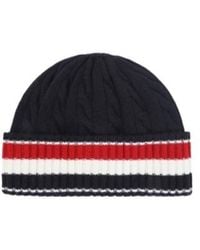 Thom Browne - Cable-Knit Stripe Beanie Hat - Lyst