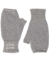 Miu Miu - Logo-Intarsia Knitted Gloves - Lyst