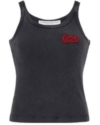 Alessandra Rich - Logo Ribbed Cotton Tank Top - Lyst