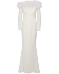 Safiyaa - Bridal Starlana Feather-Trimmed Crêpe Gown - Lyst