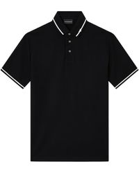 Emporio Armani - Stripe Detailed Short-Sleeved Polo Shirt - Lyst