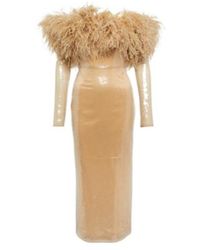 David Koma - Feather-Trimmed Sequined Midi Dress - Lyst