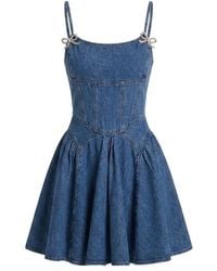 Self-Portrait - Lightweight Denim Flared Mini Dress - Lyst
