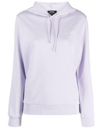 A.P.C. - Logo Print Drawstring Hoodie - Lyst