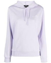A.P.C. - Logo Print Drawstring Hoodie - Lyst