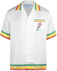 CASABLANCA - Embroideredpocket Campcollar Shortsleeve Shirt - Lyst