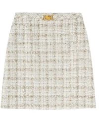 Versace - Checked Tweed Mini Skirt - Lyst