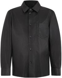 BOSS - Boss Button-Up Leather Jacket - Lyst