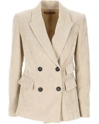 D.exterior - Corduroy-Effect Double-Breasted Blazer - Lyst