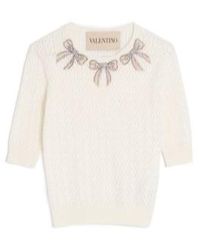 Valentino - Bow Embellished Crewneck Jumper - Lyst