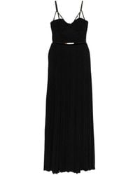 Elisabetta Franchi - Pleated Spaghetti Strap Maxi Dress - Lyst