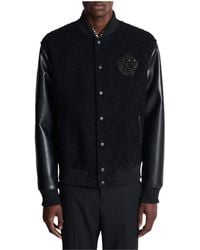 Balmain - Press-Stud Fastened Varsity Bomber Jacket - Lyst