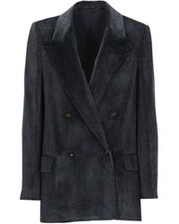 Brunello Cucinelli - Velvet-Corduroy Double-Breasted Blazer - Lyst