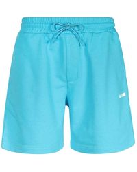 MSGM - Logo Printed Drawstring Track Shorts - Lyst