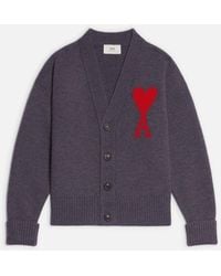 Ami Paris - Ami De Coeur Intarsia-Knitted Cardigan - Lyst