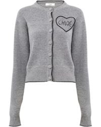 Chloé - Chloé Fitted Crewneck Knitted Cardigan - Lyst