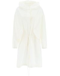 Jil Sander - Logo Printed Drawstring Hooded Coat - Lyst