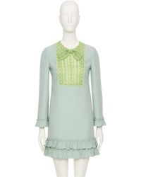 Valentino - Embroidered Ruffled Long-Sleeved Dress - Lyst