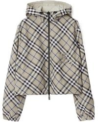Burberry - Checked Hooded Zip-Up Reversible Jacket - Lyst