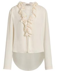 Alberta Ferretti - Fluid Blouse With Sculptural Ruffled Collar - Lyst