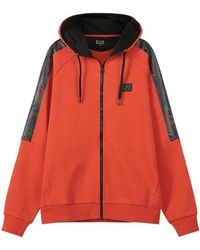 EA7 - Hooded Zipper Sweater - Lyst