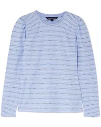Veronica Beard - Bouvet Smocked Ruched Striped Pimaa Cotton T-Shirt - Lyst